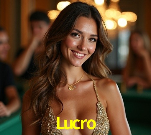 Escena dinámica inspirada en casino con iluminación Lucro, cartas, fichas e íconos de juegos digitales en un espacio moderno de juegos.